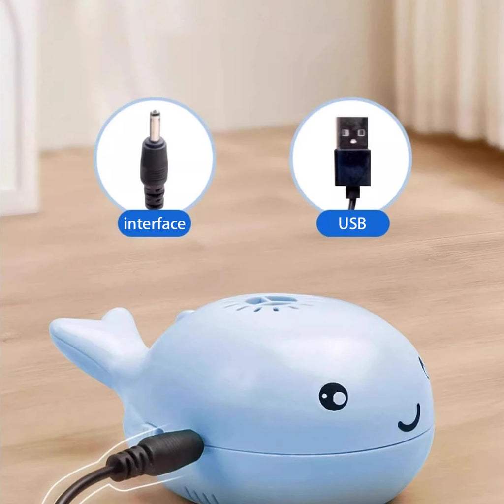 Cat Toys Electric Jet Floating Ball Cat Toy Whale Shaped Cat Toy Interactive Portable USB Dual Function Fan Pet Toy for Teaser
